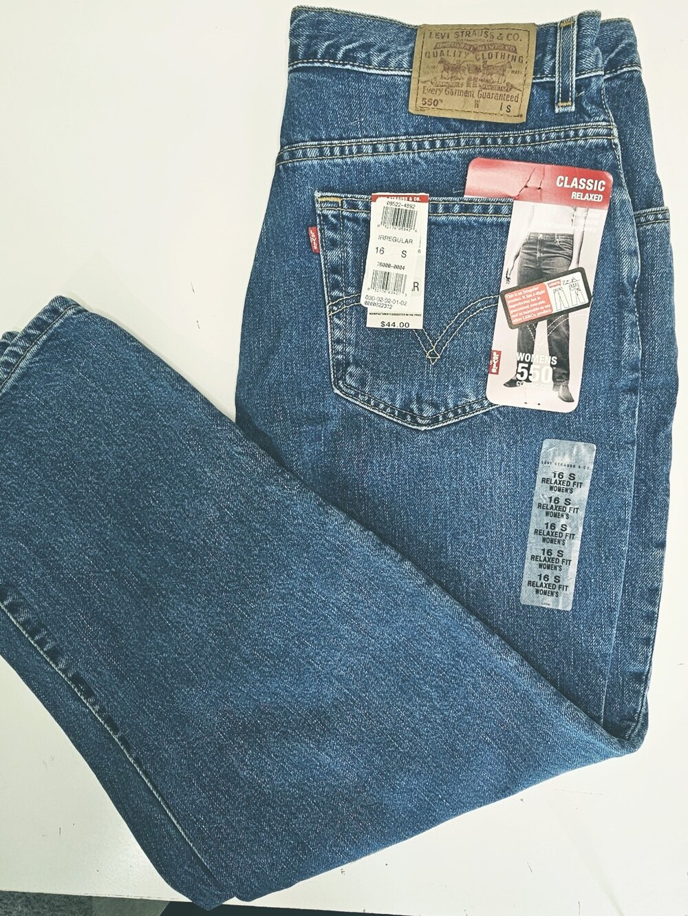 Vintage 90s Levis 550 Relaxed Fit Womens Mom Jean Tapered Leg Med Wash 16 Irregu